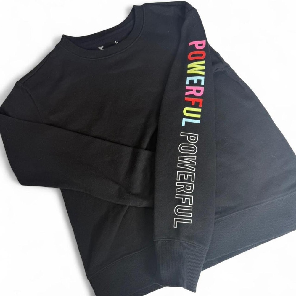 Xersion black long sleeve shirt with rainbow "powerful"‎ tex - Picture 5 of 7